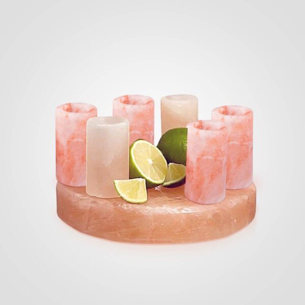 Himalayan Salt 6 Tequila Glass & 1 Round Block